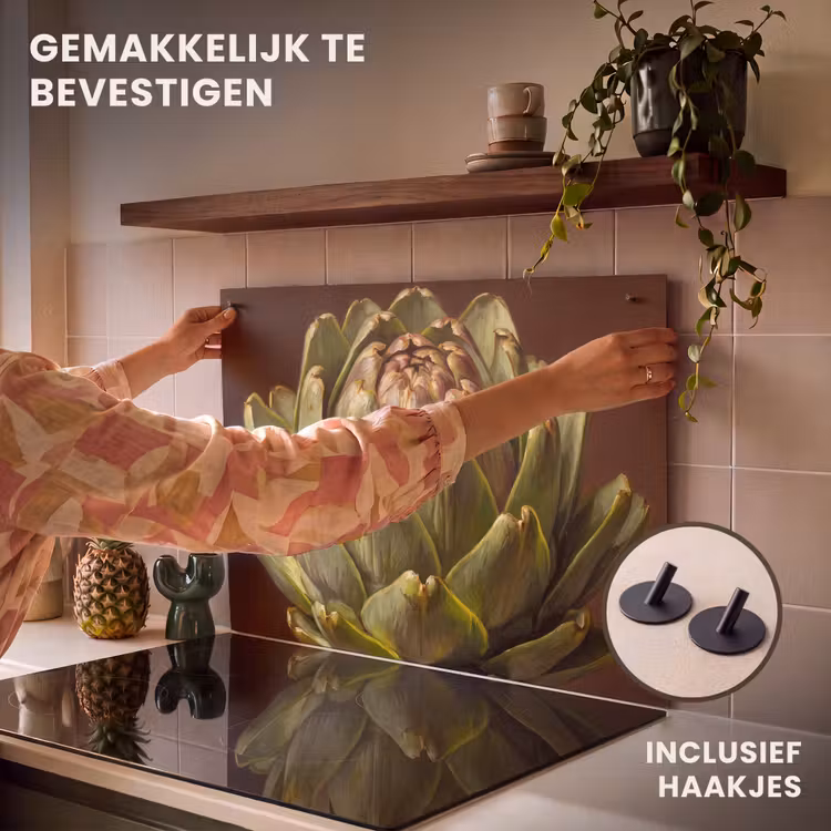 Inductie beschermer en spatscherm (2in1) - Groente - Artisjok - Groen — 7