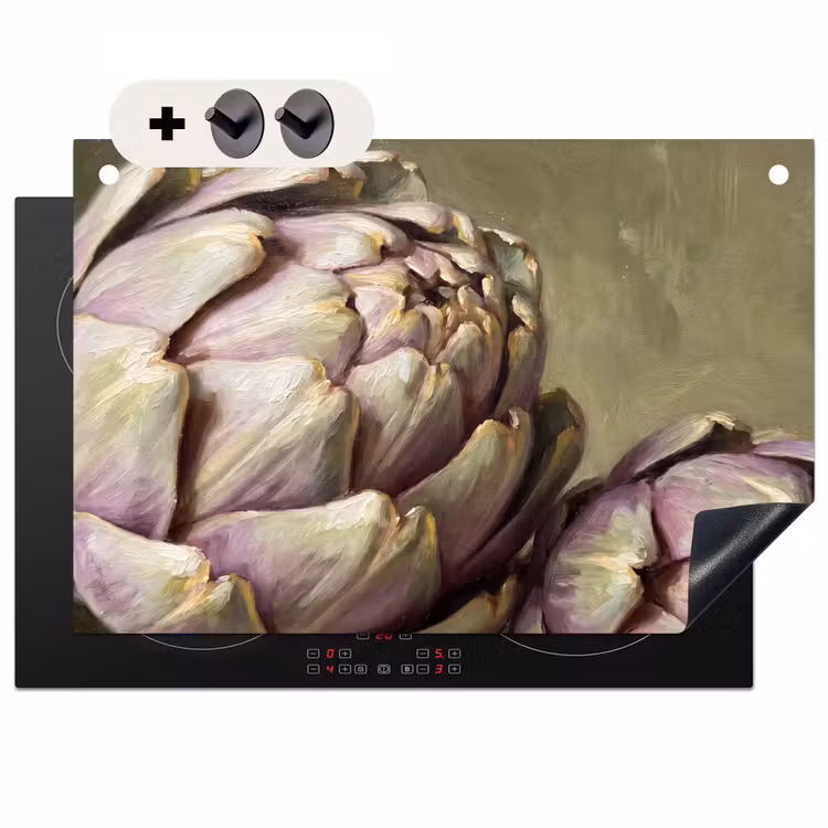 Inductie beschermer en spatscherm (2in1) - Groente - Stilleven - Schilderij — 1