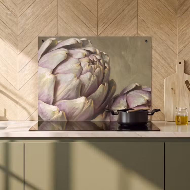 Inductie beschermer en spatscherm (2in1) - Groente - Stilleven - Schilderij — 2