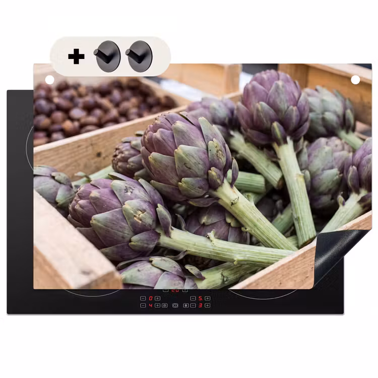 Inductie beschermer en spatscherm (2in1) - Groenten - Markt - Vers — 1