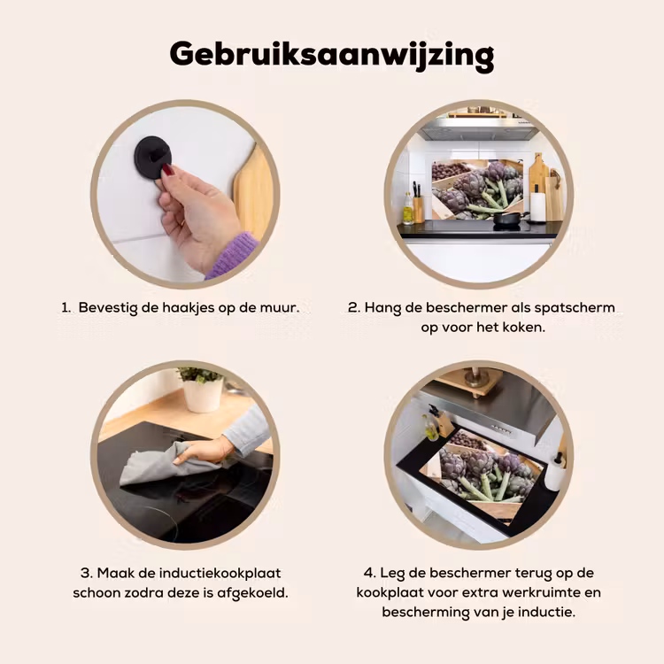 Inductie beschermer en spatscherm (2in1) - Groenten - Markt - Vers — 6