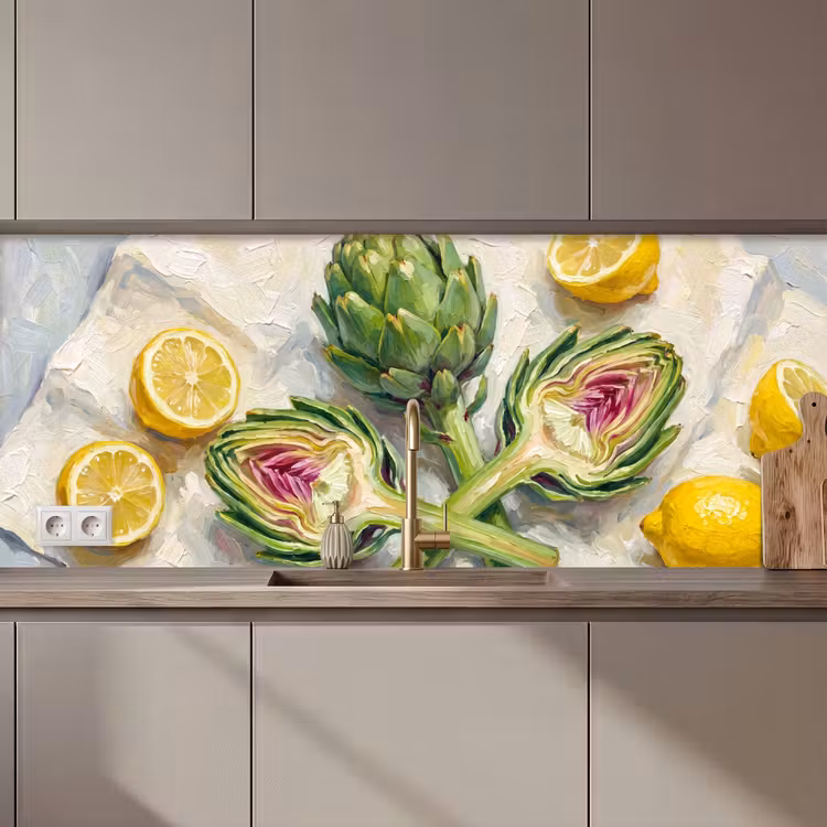 Keuken achterwand - Artisjok - Citroen - Eten — 1
