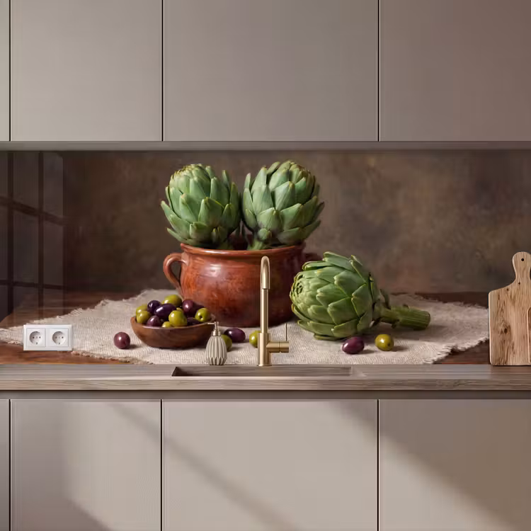 Keuken achterwand - Artisjokken - Olijven - Eten — 1