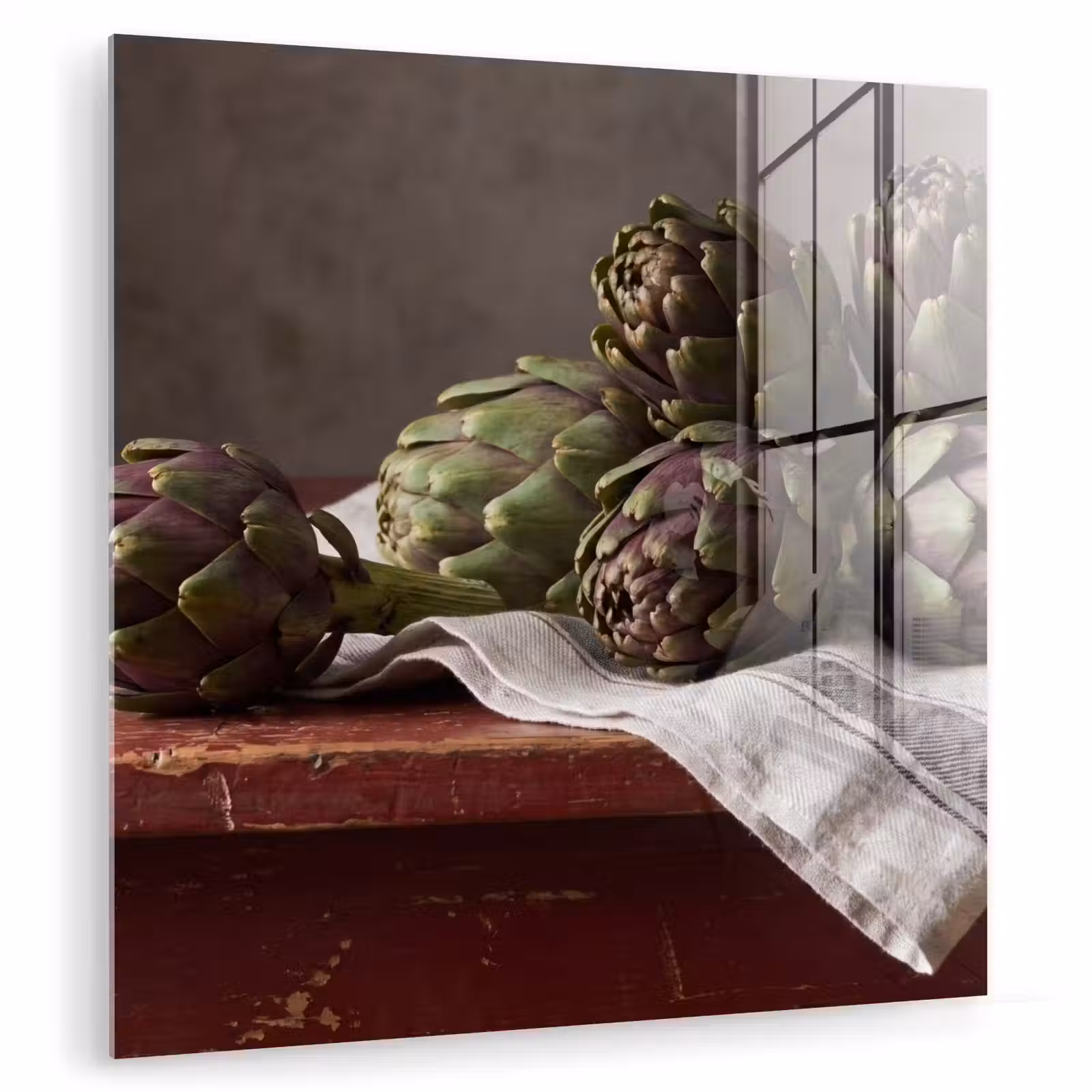 Glas schilderij - Artisjok - Eten - Rustiek — 1