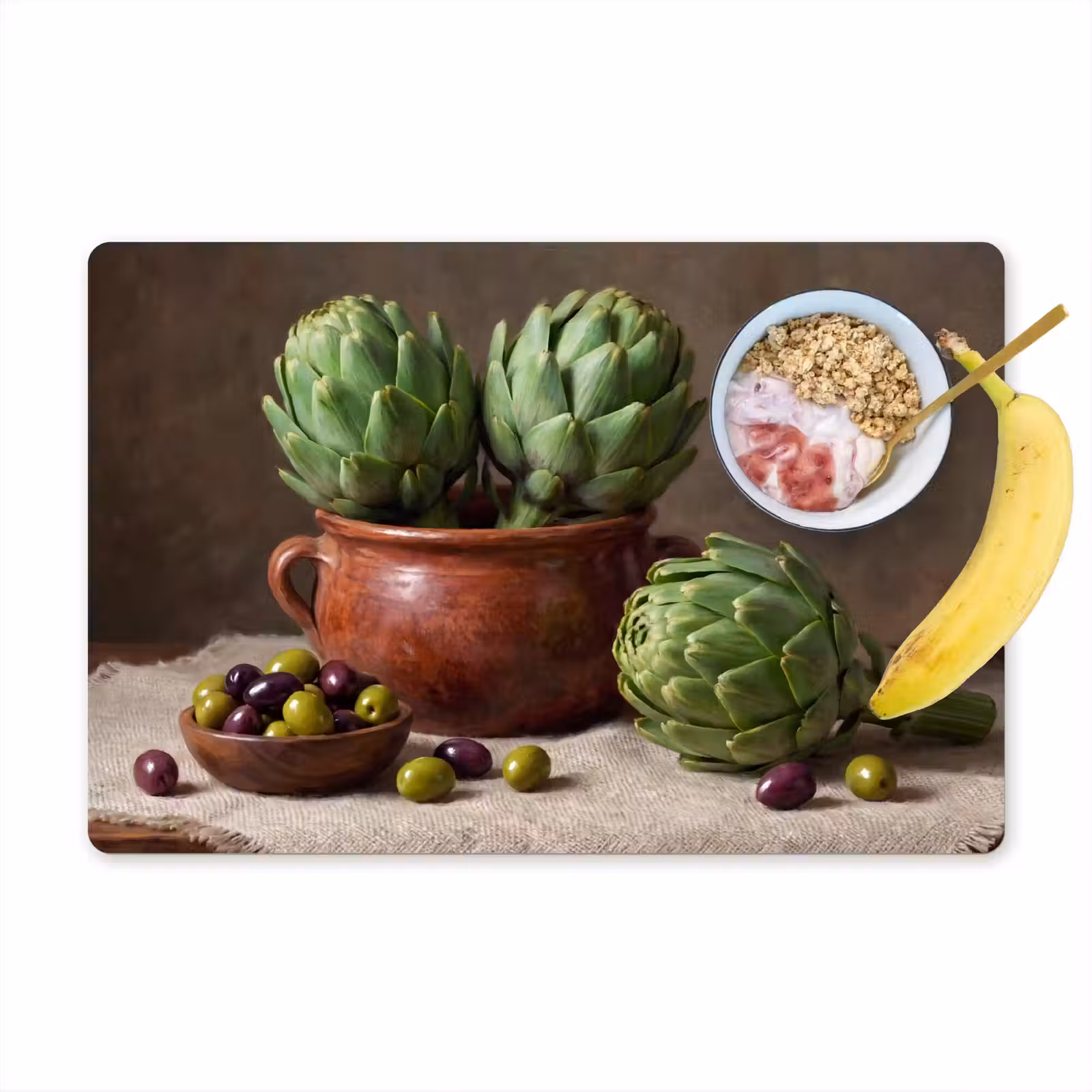 Placemat - 6 stuks - Artisjokken - Olijven - Eten — 1