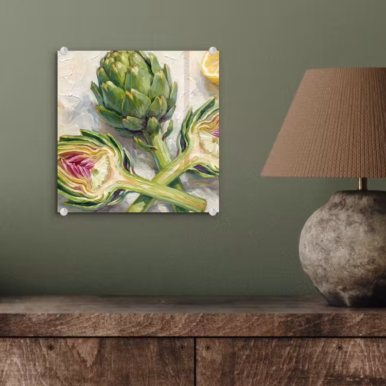 Glas schilderij - Artisjok - Citroen - Eten — 4