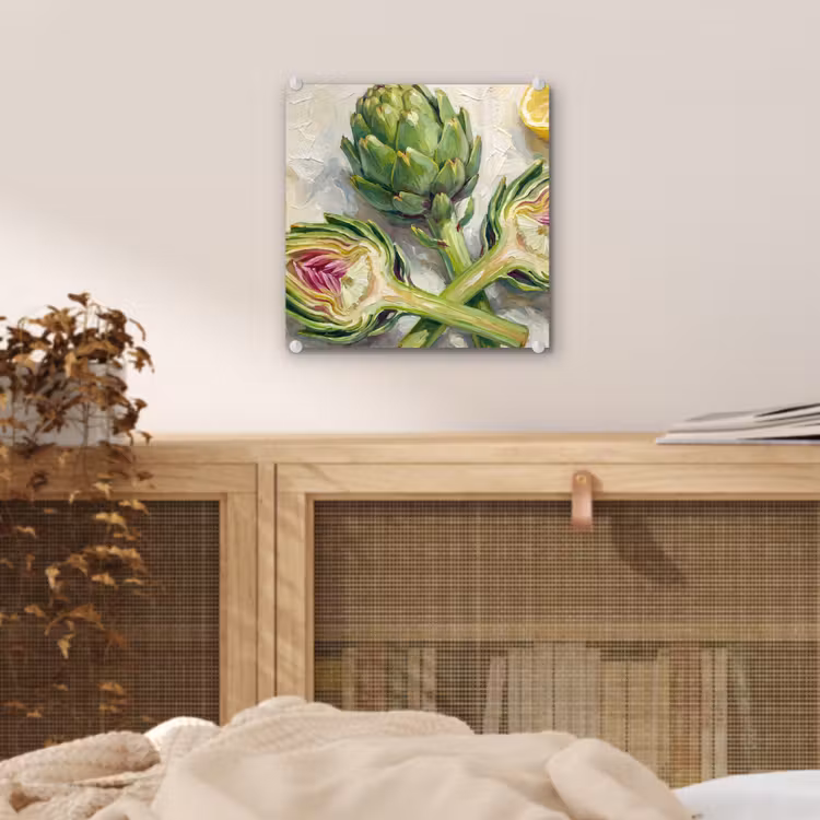 Glas schilderij - Artisjok - Citroen - Eten — 5
