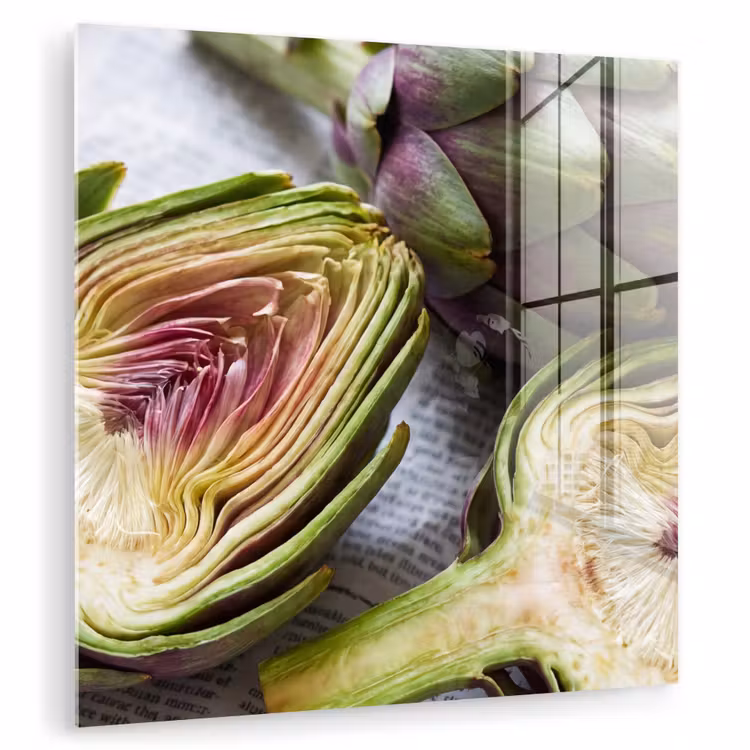 Glas schilderij - Artisjok - Doorgesneden - Eten — 1