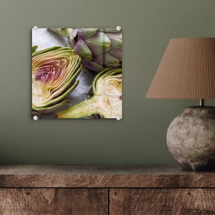 Glas schilderij - Artisjok - Doorgesneden - Eten — 4