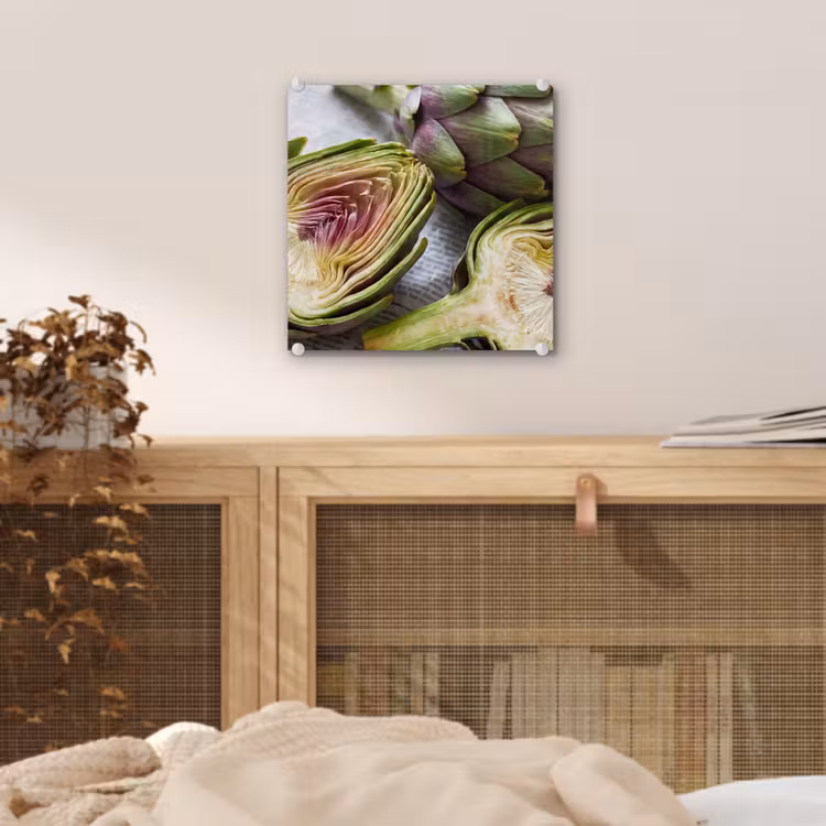 Glas schilderij - Artisjok - Doorgesneden - Eten — 5