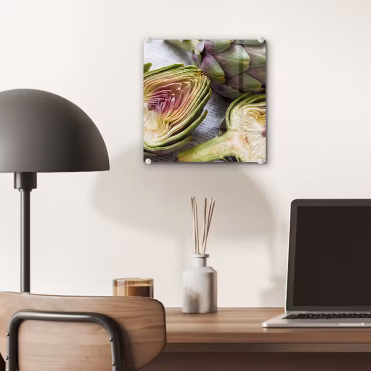 Glas schilderij - Artisjok - Doorgesneden - Eten — 7