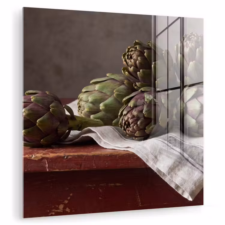 Glas schilderij - Artisjok - Eten - Rustiek — 1