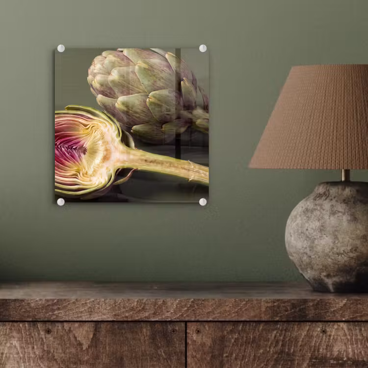Glas schilderij - Artisjok - Paars - Voedsel — 4