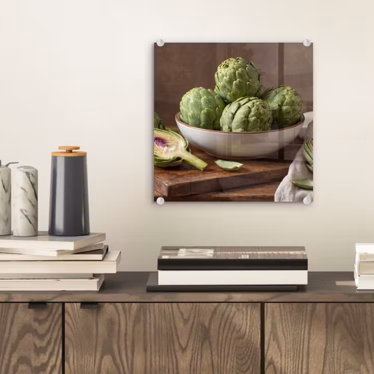 Glas schilderij - Groenten - Artisjok - Keuken — 2