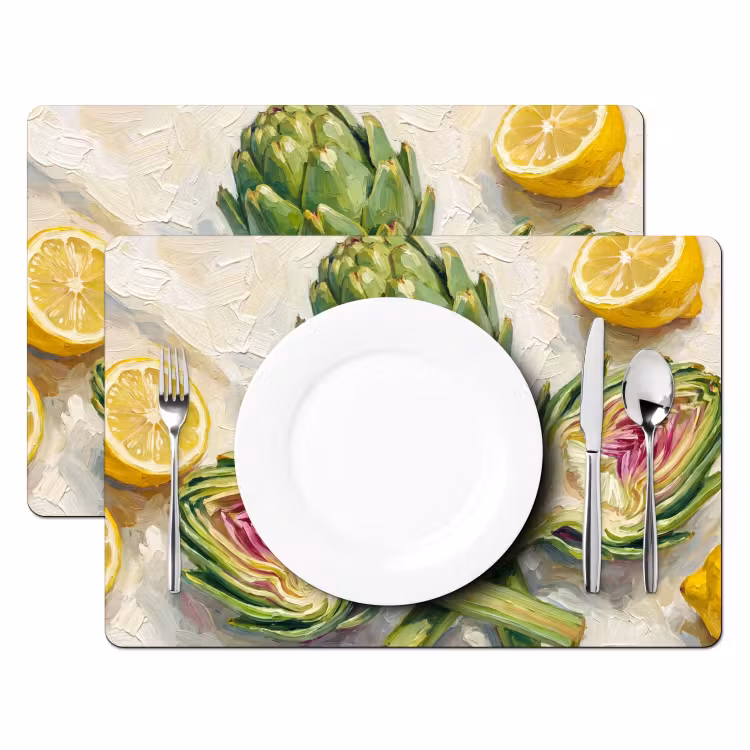 Placemat - 6 stuks - Artisjok - Citroen - Eten — 2
