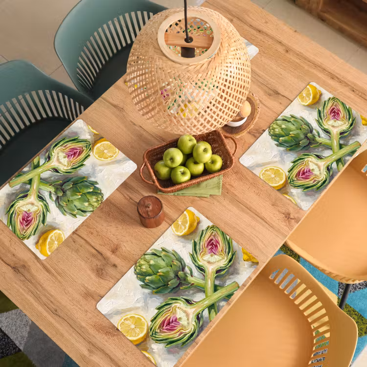 Placemat - 6 stuks - Artisjok - Citroen - Eten — 6