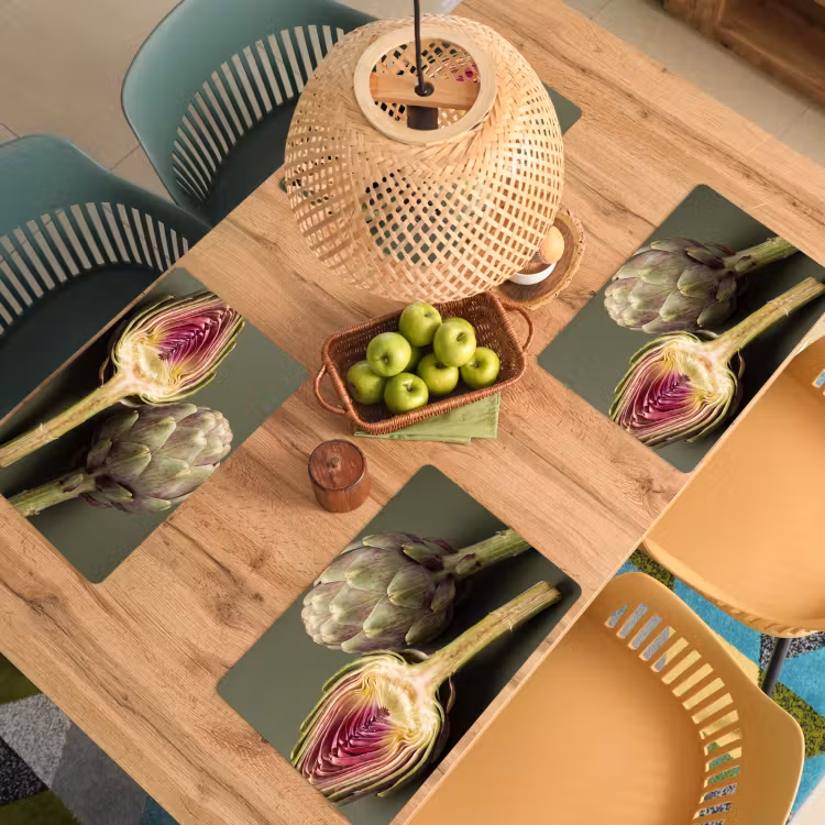 Placemat - 6 stuks - Artisjok - Paars - Voedsel — 6