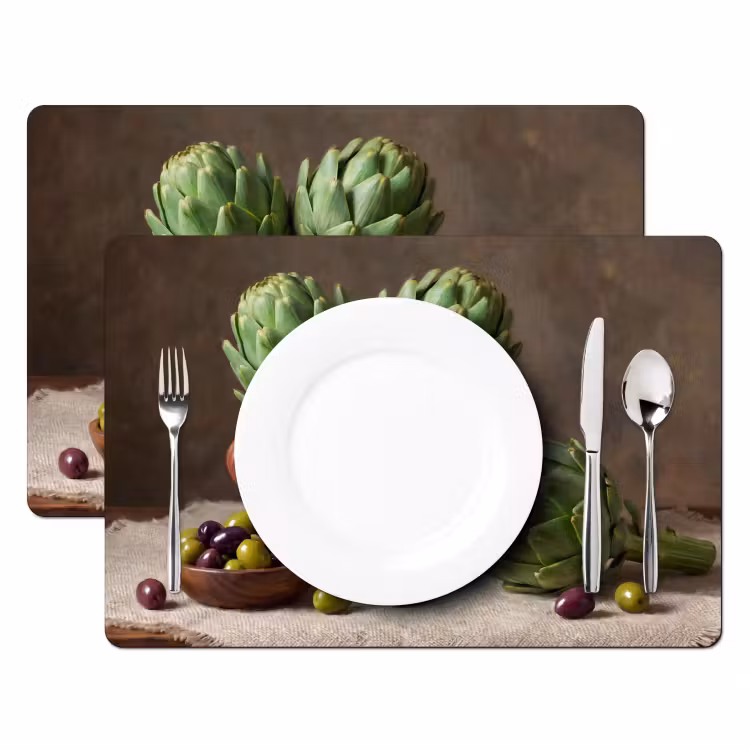 Placemat - 6 stuks - Artisjokken - Olijven - Eten — 2
