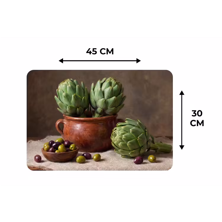 Placemat - 6 stuks - Artisjokken - Olijven - Eten — 3