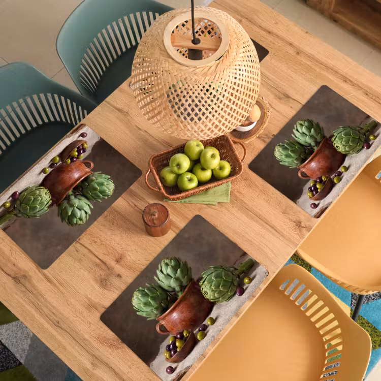 Placemat - 6 stuks - Artisjokken - Olijven - Eten — 6