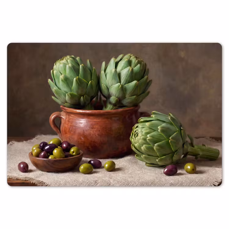 Placemat - 6 stuks - Artisjokken - Olijven - Eten — 7