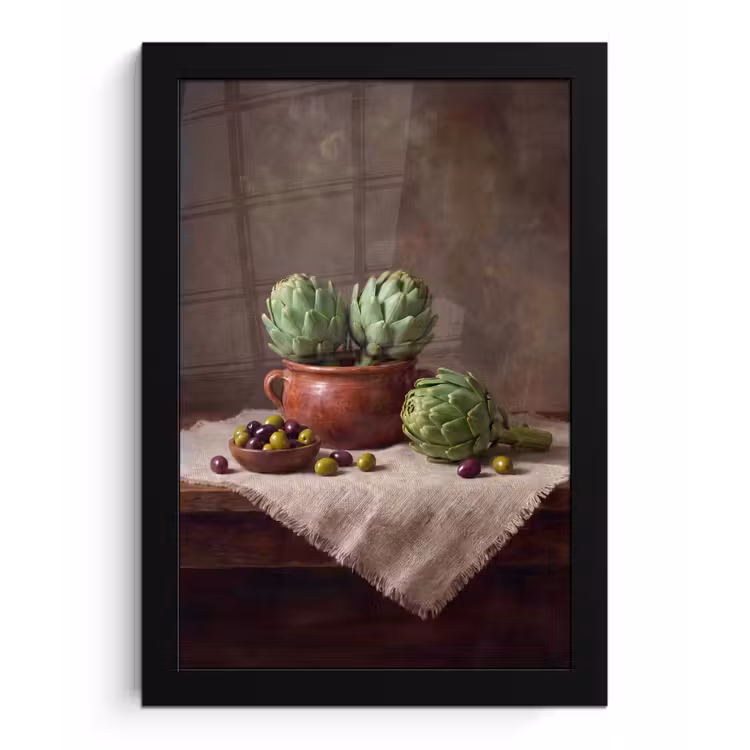Poster met lijst - Artisjokken - Olijven - Eten — 1