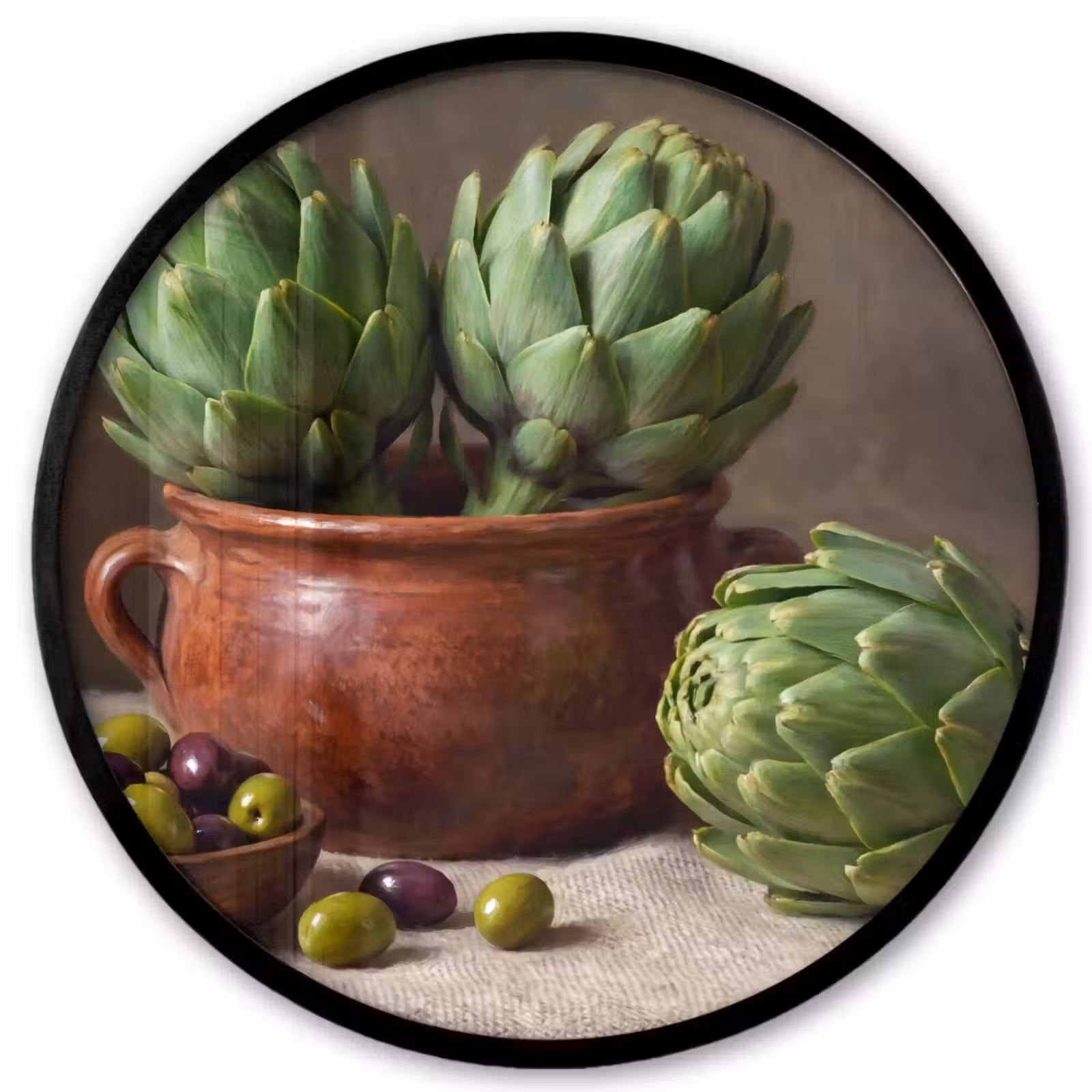 Ronde fotolijst - Artisjokken - Olijven - Eten — 1