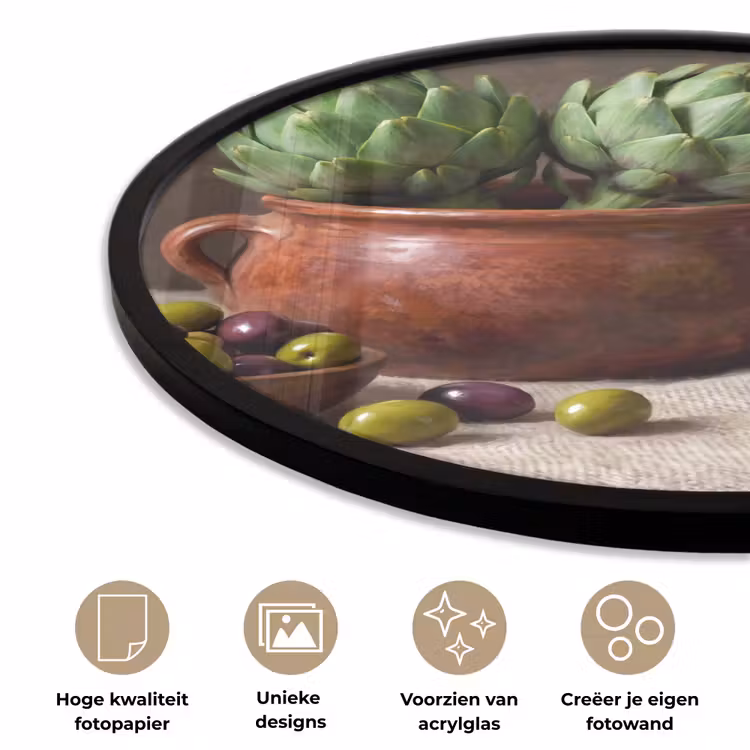 Ronde fotolijst - Artisjokken - Olijven - Eten — 2