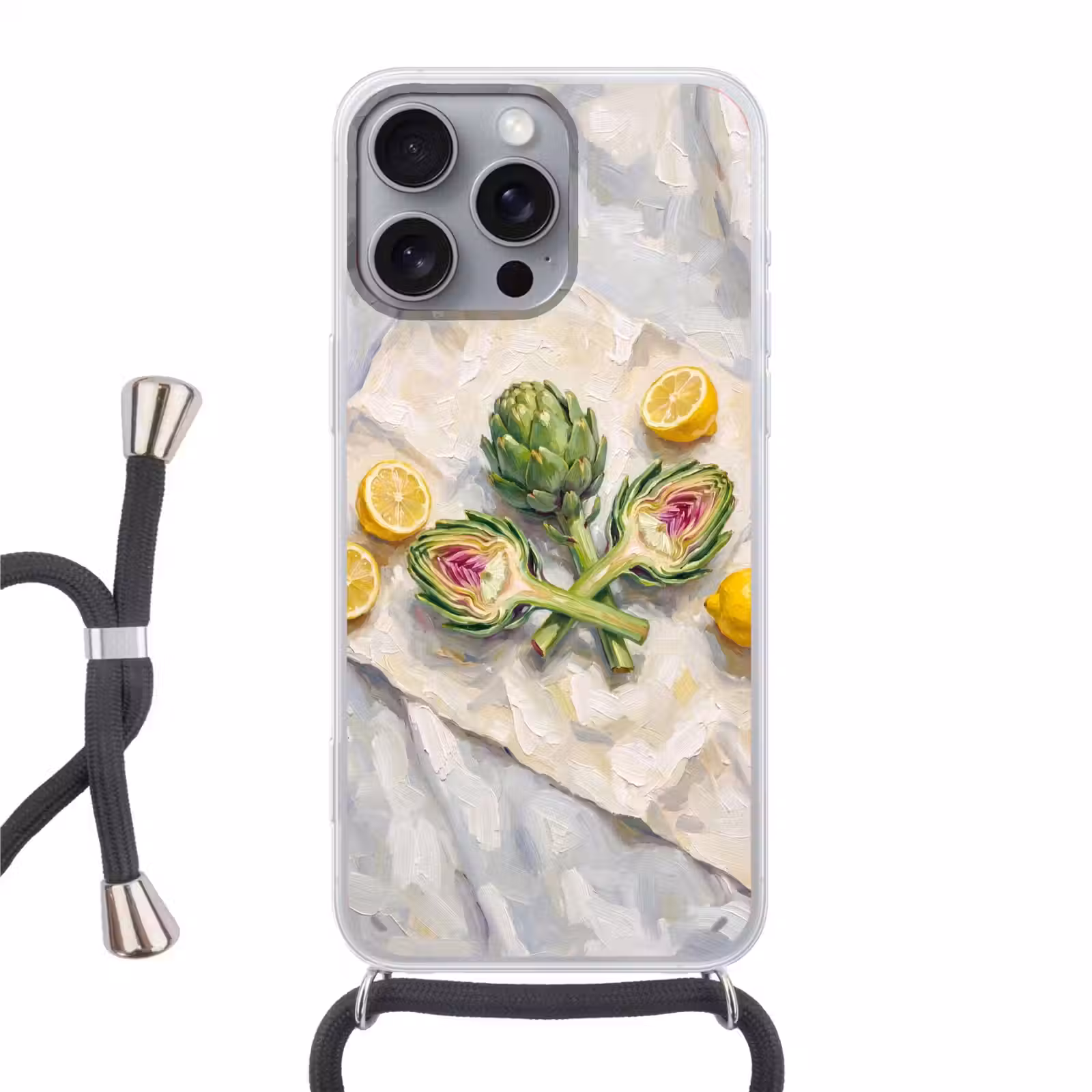 Telefoonhoesje met koord - Artisjok - Citroen - Eten — 1