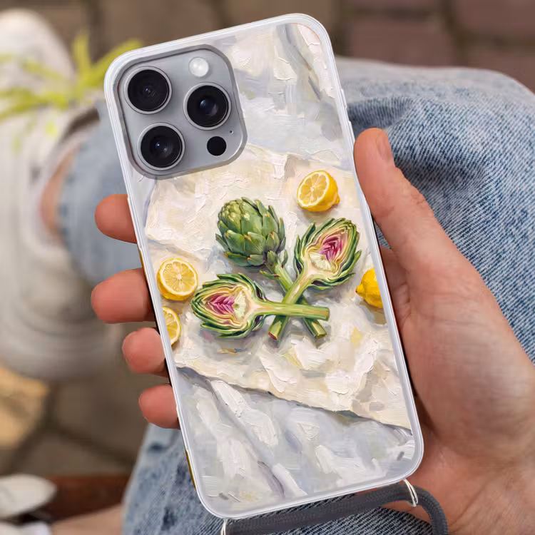 Telefoonhoesje met koord - Artisjok - Citroen - Eten — 2