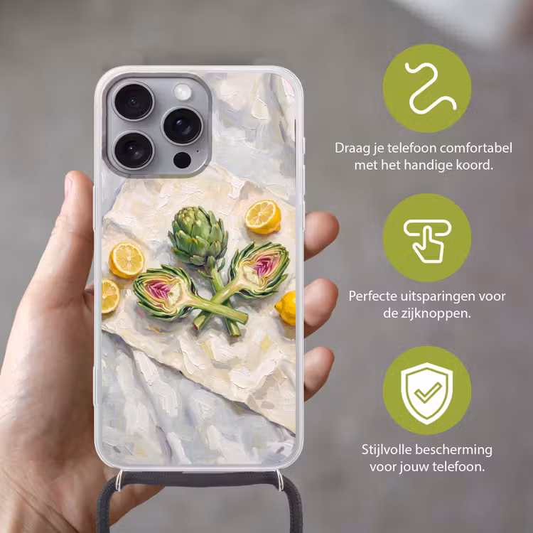 Telefoonhoesje met koord - Artisjok - Citroen - Eten — 4