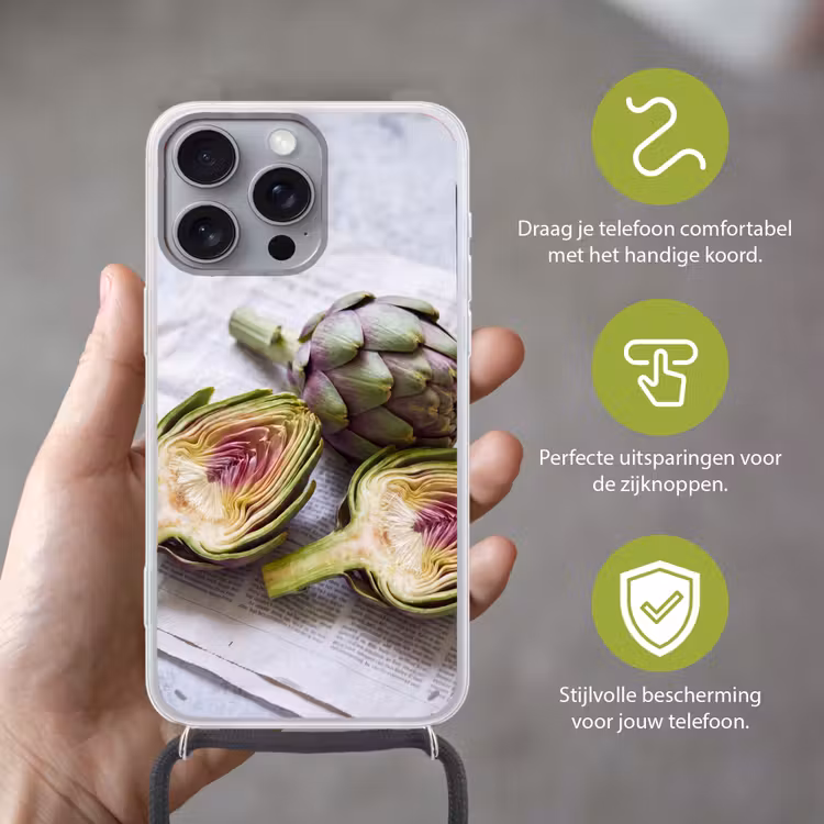 Telefoonhoesje met koord - Artisjok - Doorgesneden - Eten — 4