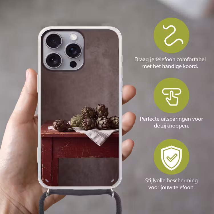 Telefoonhoesje met koord - Artisjok - Eten - Rustiek — 4