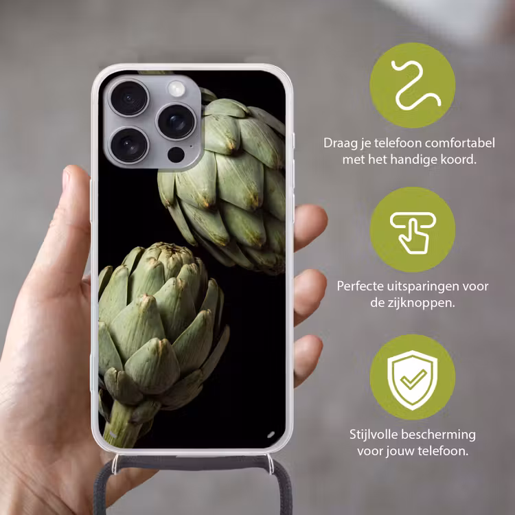 Telefoonhoesje met koord - Artisjok - Groen - Eten — 4