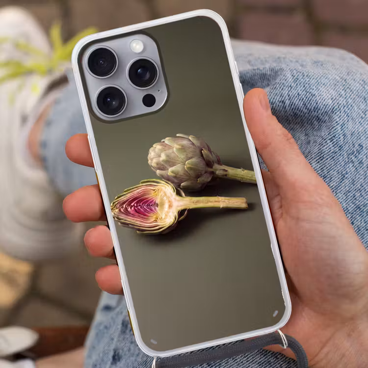 Telefoonhoesje met koord - Artisjok - Paars - Voedsel — 2