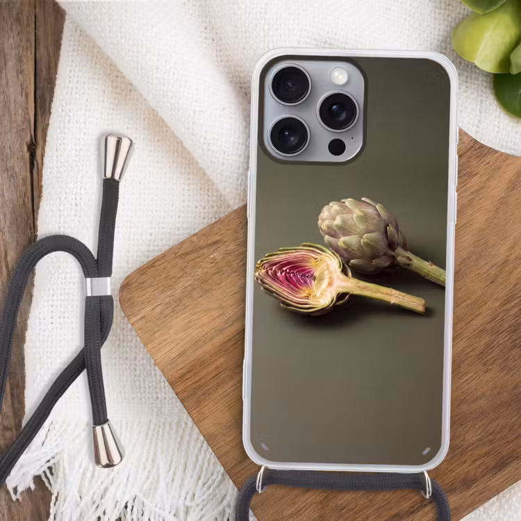 Telefoonhoesje met koord - Artisjok - Paars - Voedsel — 3