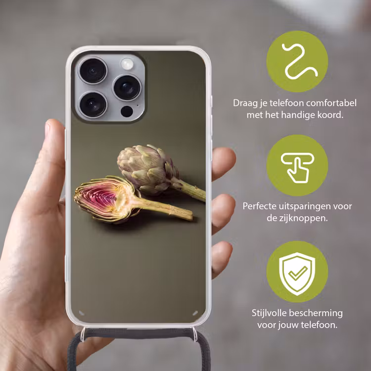 Telefoonhoesje met koord - Artisjok - Paars - Voedsel — 4