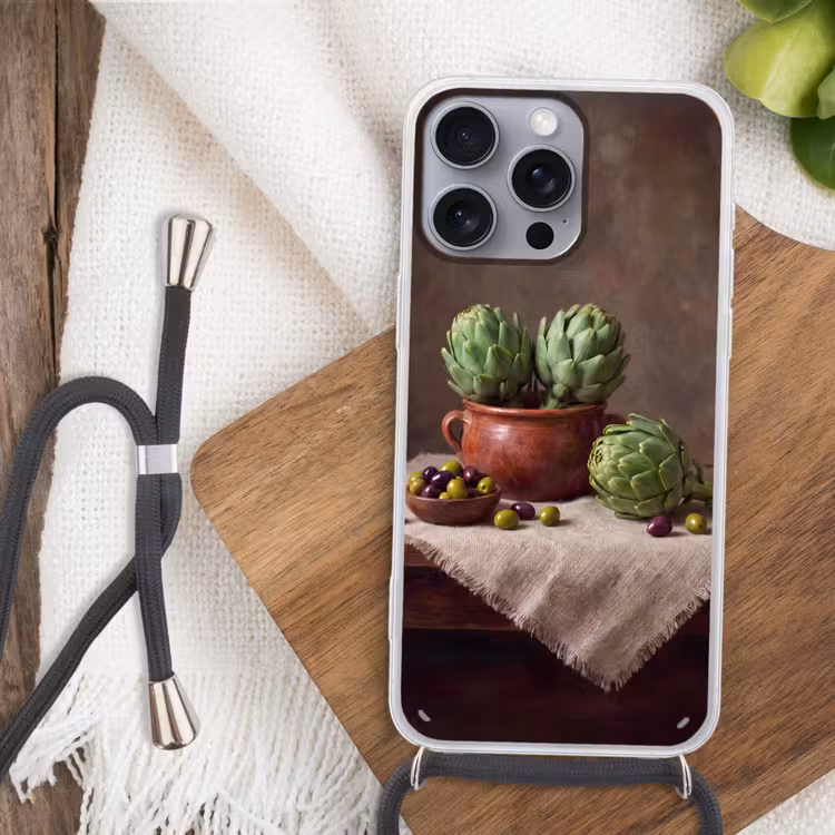 Telefoonhoesje met koord - Artisjokken - Olijven - Eten — 3