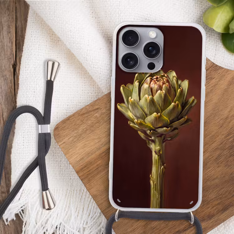 Telefoonhoesje met koord - Groente - Artisjok - Groen — 3