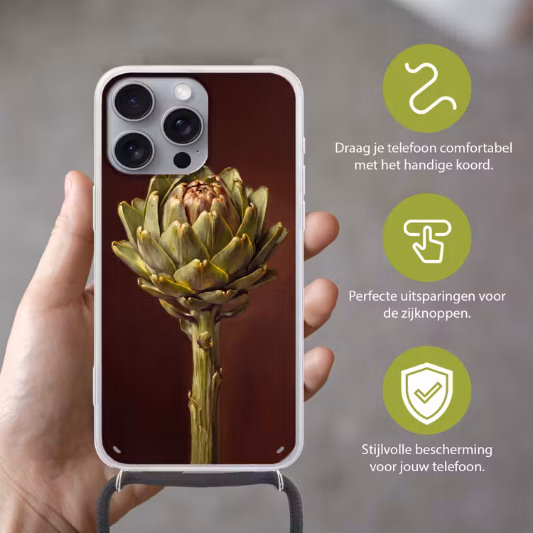 Telefoonhoesje met koord - Groente - Artisjok - Groen — 4