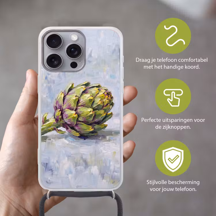 Telefoonhoesje met koord - Eten - Artisjok - Modern — 4
