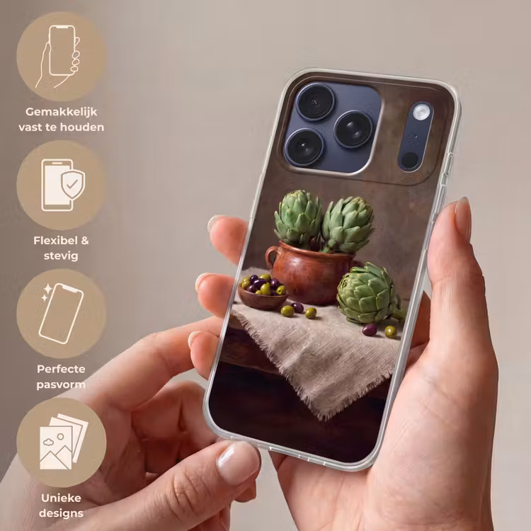 Telefoonhoesje Softcase - Artisjokken - Olijven - Eten — 4