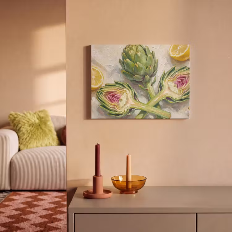 Akoestisch schilderij - Artisjok - Citroen - Eten — 2