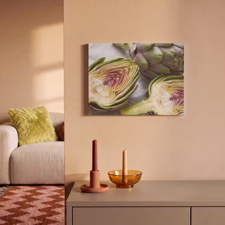 Akoestisch schilderij - Artisjok - Doorgesneden - Eten — 2