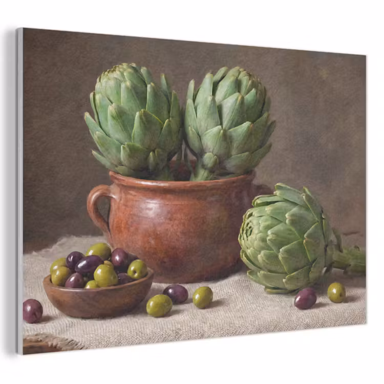 Akoestisch schilderij - Artisjokken - Olijven - Eten — 1