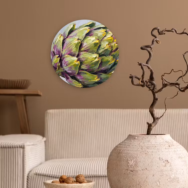 Wandcirkel - Glas - Eten - Artisjok - Modern — 2