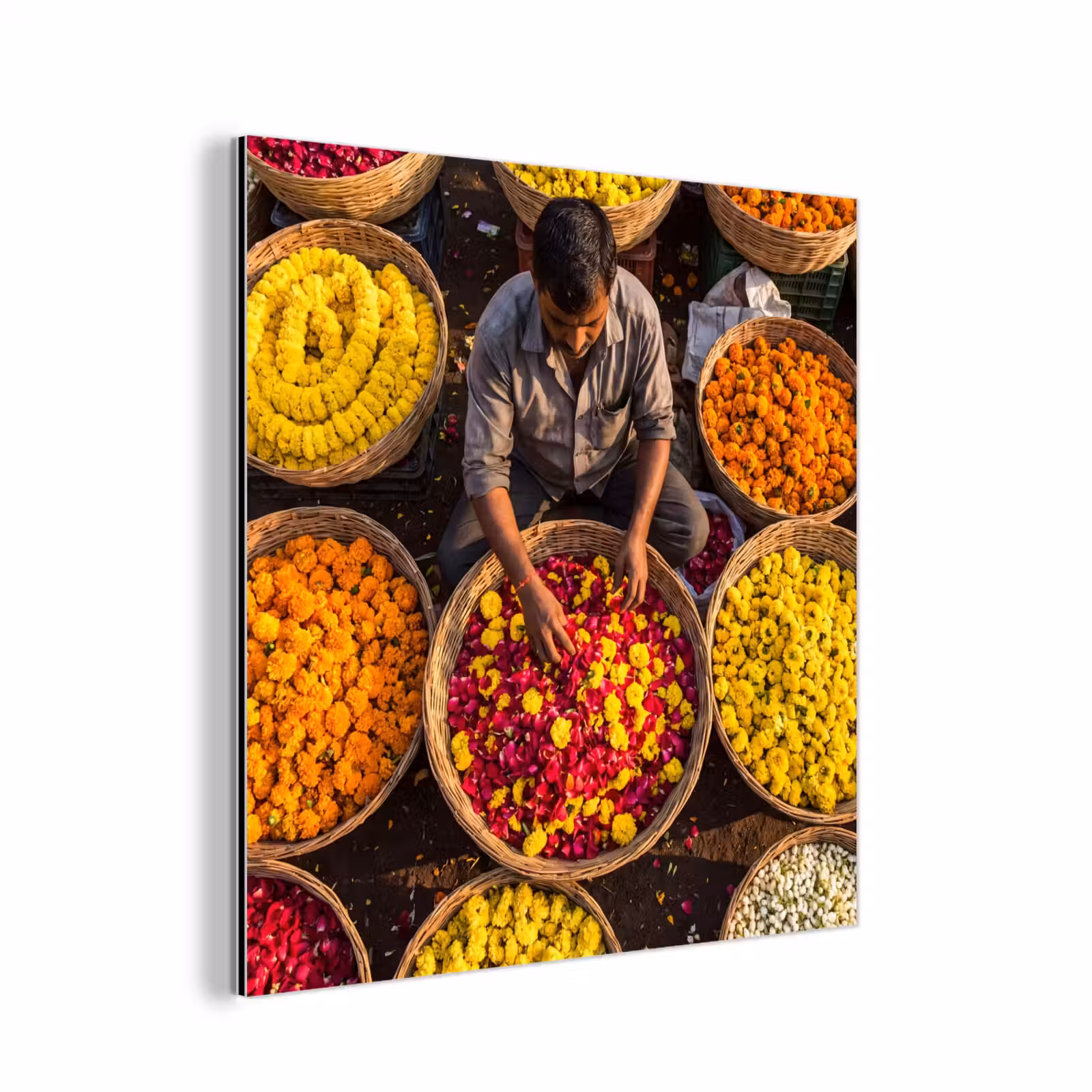 Aluminium schilderij - Bloemen - Markt - Kleurrijk — 1