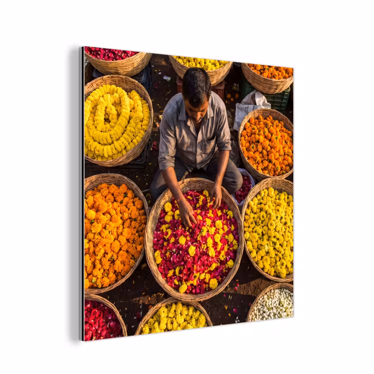 Aluminium schilderij - Bloemen - Markt - Kleurrijk — 1