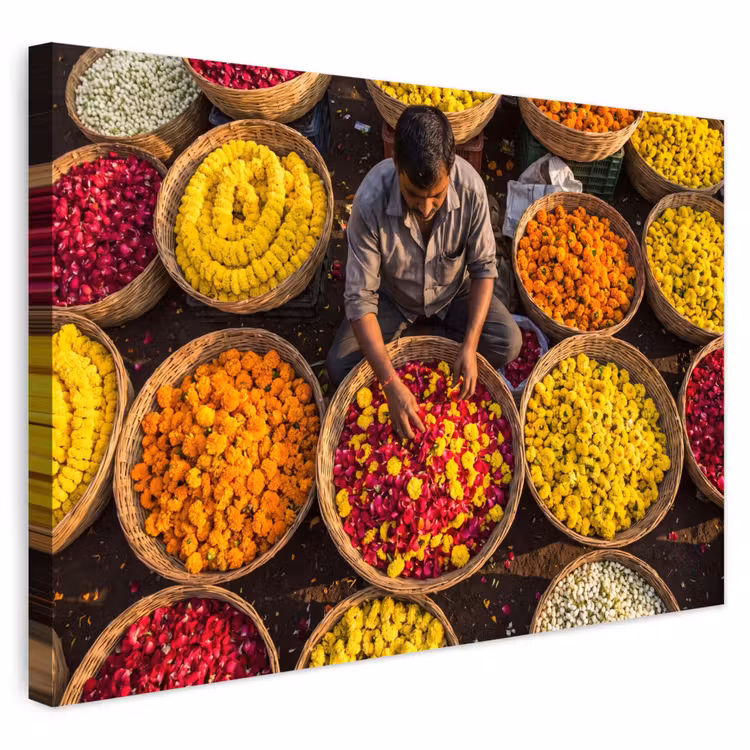Buiten canvas - Bloemen - Markt - Kleurrijk — 1