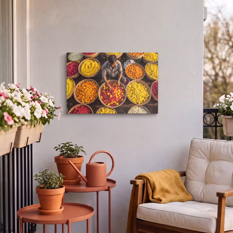 Buiten canvas - Bloemen - Markt - Kleurrijk — 3
